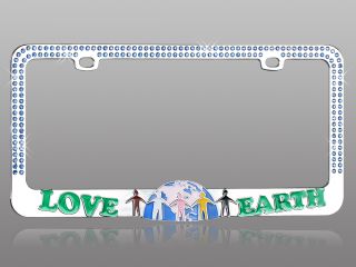 License Plate Frame Go Green Love Earth Diamond