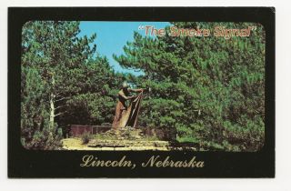 Lincoln NE Pioneer Park Smoke Signal Indian Statue PC