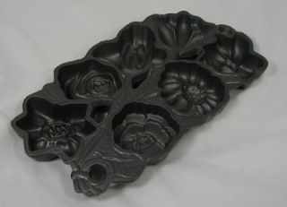 WRIGHT CAST IRON MOLD   MUFFIN PAN   #51A   FLOWERS   SEVEN VARIETIES