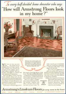 1930 Full Color Ad for Armstrong Linoleum Flooring