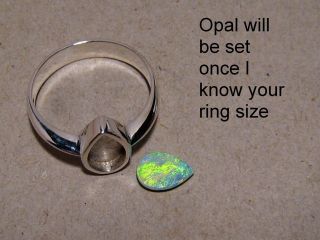 Lightning Ridge Pear Cut Opal Ring 925 Sterling Silver Size 7 1 4 O