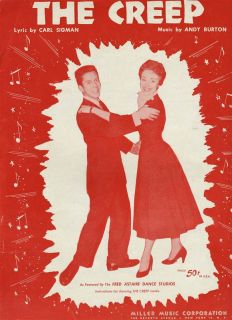 The Creep Sheet Music Fred Astaire 1953 Sigmon Burton