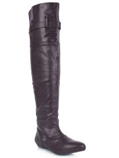 New Bamboo Women Casual Over The Knee Thigh High Buckle Boot Sz Brown