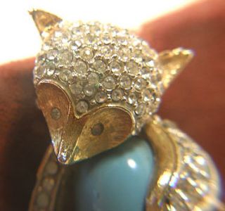 Circa 1960 Marcel Boucher Faux Turquoise Belly Bear Brooch Pin w Pave