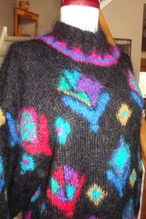Mohair Wool Blend Fuzzy Hairy Mock Turtleneck Sweater M L