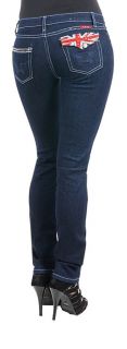 Abm Blue Quality Denim Skinny Low Rise Jeans Studded Union Jack UK