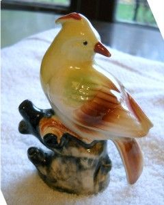 Vintage Cedar Waxwing Ceramic Bird Glazed Figurine Japan