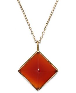 Sterling Silver Necklace, Carnelian Pyramid Pendant (11 1/2 ct. t.w