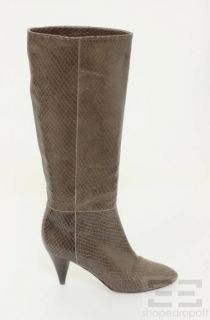 Loeffler Randall Brown Embossed Leather heeled Boots Size 8 5B