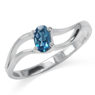 Natural London Blue Topaz 925 Sterling Silver Solitaire Ring Size Sz 6