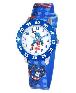 Marvel Watch, Kids Captain America Time Teacher Blue Printed Nylon