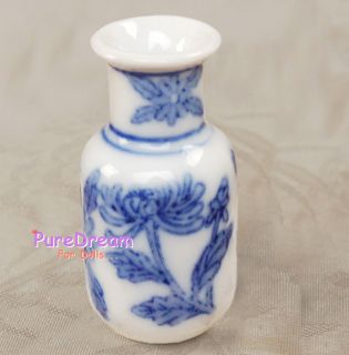 Little Neck Vase Porcelain Classical Pot Dollhouse Miniature OV043