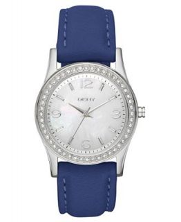 DKNY Watch, Womens Blue Leather Strap 32mm NY8372