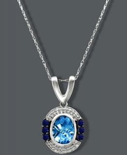 Le Vian 14k White Gold Necklace, Blue Topaz (1 1/5 ct. t.w.), Sapphire