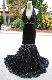 Riva Designs $680 Black Pageant Prom Evening Gown 2