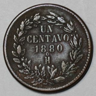 1880 HO RARE Large Cent Mexico Low Mintage Copper Centavo Hermosillo