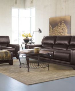 Luke Leather Living Room Furniture, 3 Piece Set (Sofa, Loveseat and