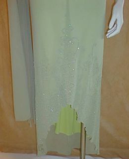 New Long Sage Green Dress XS Beads Thin Jr Formal Wear