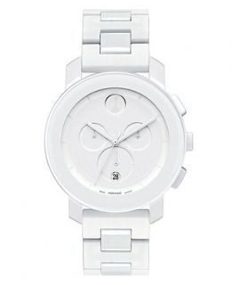 Movado Watch, Swiss Chronograph Bold Medium White Polymer Bracelet