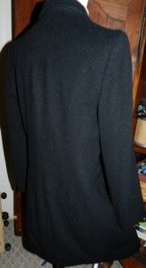Louben Black Wool Cashmere Blend Mid Length Long Sleeve Coat Jacket
