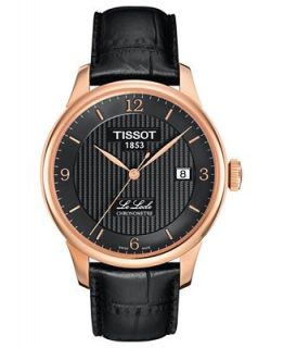 Tissot Watch, Mens Swiss Automatic Le Locle Black Leather Strap 39mm