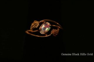 Genuine Black Hills Gold 10KT Opal Ring 12 KT Leaves Size 6 New 53