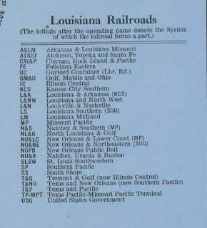 1967 Railroad Map of Louisiana Genuine