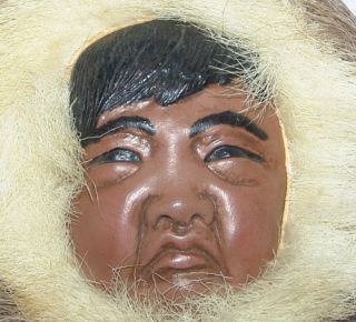 Sculpted Alaskan Eskimo Face Wall Hanging Artist Lonnie Temple