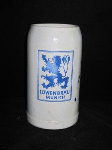 Lowenbrau Munich Beer Stein One Liter Salt Glazed