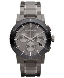 Burberry Watch, Swiss Chronograph Gray Ion Plated Stainless Steel