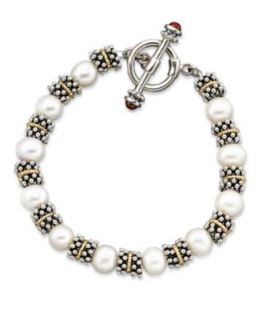 14k Gold & Sterling Silver Cultured Freshwater Pearl Beaded Bracelet