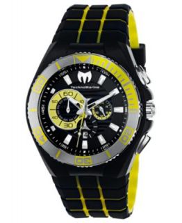 TechnoMarine Watch, Unisex Swiss Chronograph Black and Yellow Silicone
