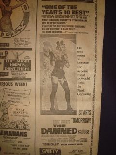 1204422DR Luchino Visconti The Damned Bogarde Movie Advert March 1970