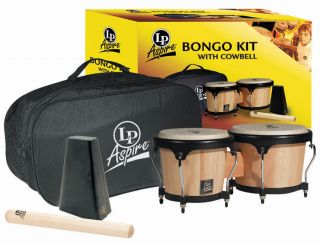 LP Latin Percussion Aspire Wood Bongo Kit Natural Wood