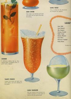 Luau Tropical Drinks Menu Tiki Miami Beach Florida 1955
