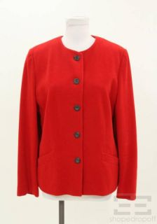 Louis Feraud Red Cashmere Wool Button Front Jacket Size US12