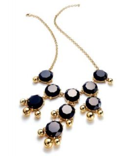 Charter Club Necklace, Gold Tone Navy Blue Bead Frontal Necklace