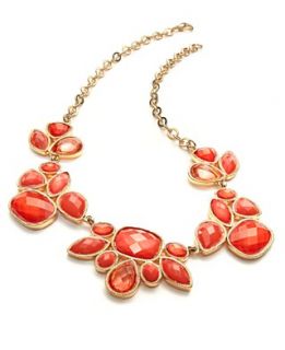Style&co. Necklace, Gold Tone Coral Stone Frontal Necklace