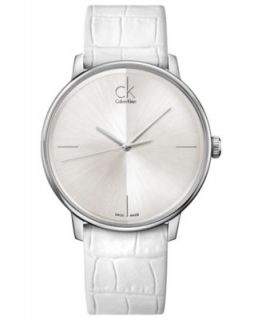 ck Calvin Klein Watch, Womens Swiss Extent Medium White Leather Strap