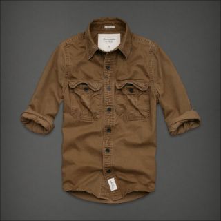 NWT Abercrombie & Fitch Ouluska Pass Military Shirt Mens Medium Brown