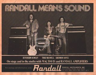 Thad Maxwell Mac Davis Randall Guitar Amp Ad Vtg 70S