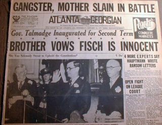 1935 Newspaper w Headline MA Barker Gangster Son Killed by FBI Ocala