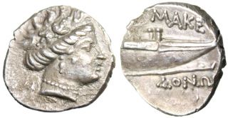 Macedonia General Mint Undefined AR Tetrobol Maenad Prow RARE EF