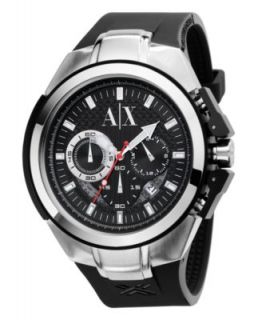 Armani Exchange Watch, Mens Chronograph Black Polyurethane Strap
