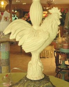Mackenzie Childs as Victoria Richards New White Rooster Lamp RARE