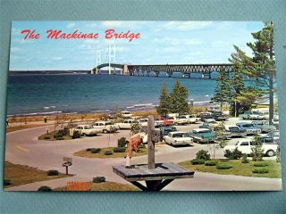 Fort Michilimackinac Mackinaw City Michigan Postcard Old Cars