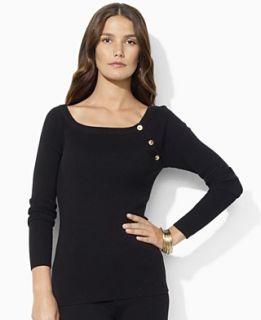 Lauren Ralph Lauren Sweater, Long Sleeve Ribbed Buttoned