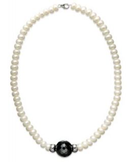 Necklace, Cultured Freshwater Pearl and Onyx (12 ct. t.w.) Necklace