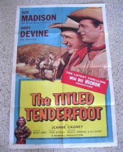 Vintage 1955 Titled Tenderfoot One Sheet Movie Poster Western Will