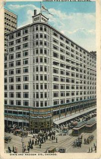 Pirie Scott Co Department Store Crowds Trolleys Madison St 1915